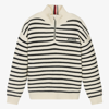 TOMMY HILFIGER TEEN BOYS IVORY STRIPED COTTON SWEATER