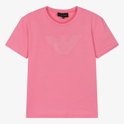 Emporio Armani Teen Girls Pink Eagle Cotton T-shirt