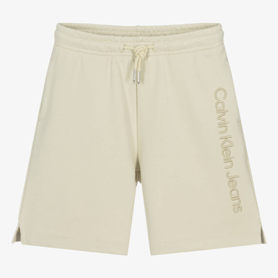 Calvin Klein Teen Boys Green Embroidered Cotton Shorts
