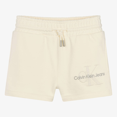Calvin Klein Teen Girls Ivory Cotton Monogram Shorts