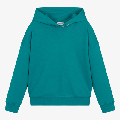 Calvin Klein Teen Boys Teal Blue Cotton Hoodie