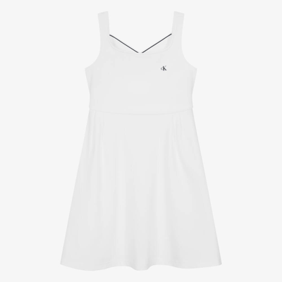 Calvin Klein Teen Girls White Viscose Monogram Dress