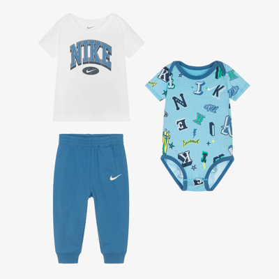 Nike Kids' Boys Blue Cotton Varsity Babysuit Set
