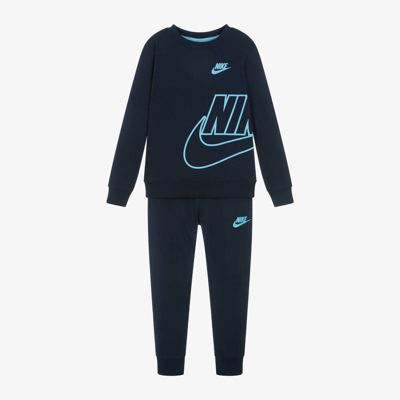 Nike Kids' Boys Navy Blue Cotton Swoosh Tracksuit