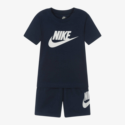 Nike Kids' Boys Navy Blue Cotton Swoosh Shorts Set