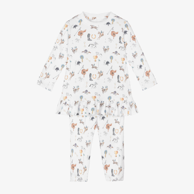 My Little Pie Babies' Girls White Supima Cotton Rider Pyjamas