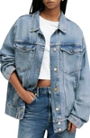 Allsaints Willow Oversized Denim Trucker Jacket In Vintage Indigo