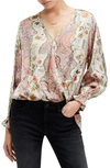 Allsaints Penny Cascade Long Sleeve High-low Top In Spring Green