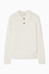 Cos Textured Knitted Polo Shirt In White