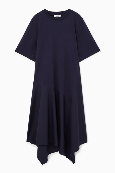 Cos Asymmetric T-shirt Dress In Blue