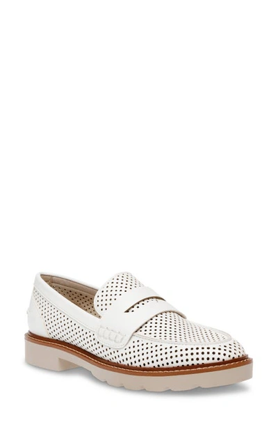 Anne Klein Women's Elia Perforated Penny Loafers In White Perforated