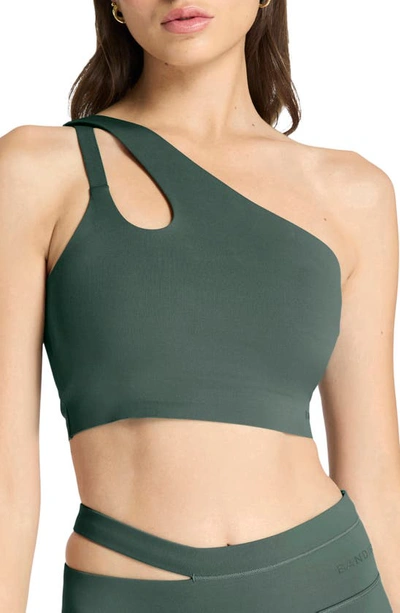 Bandier Aria One-shoulder Sports Bra In Balsam Green