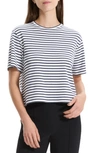 Theory Clinton Knit Boatneck Bracelet-sleeve T-shirt In Navy Multi