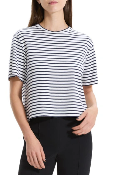 Theory Boxy Stripe Supima® Cotton T-shirt In Navy Multi