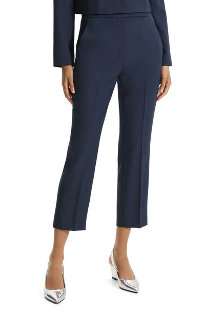 Theory Oxford Wool Cropped Slim-leg Trousers In Nctrn Way