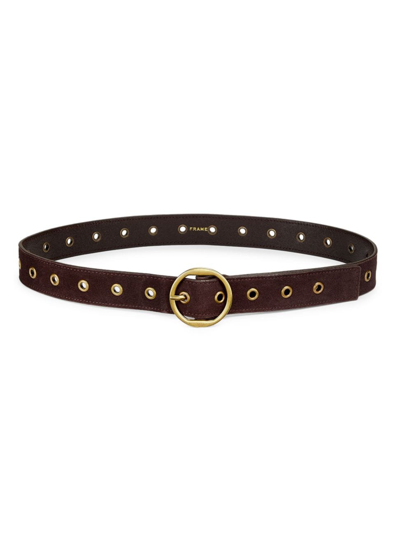 Frame Petit Circle Belt In Espresso Suede