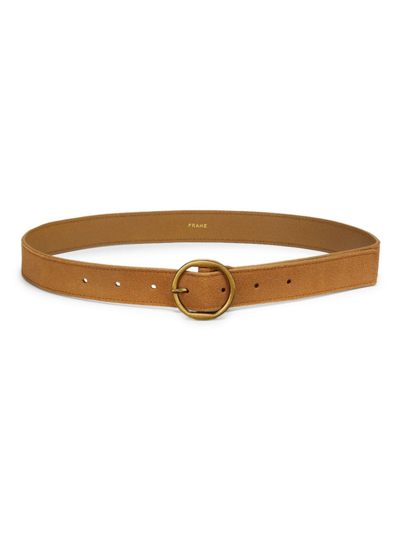 Frame Women's Suede Circle Buckle Belt In Tan Suede