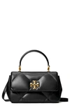 Tory Burch Kira Diamond Quilted Leather Top Handle Bag In Black