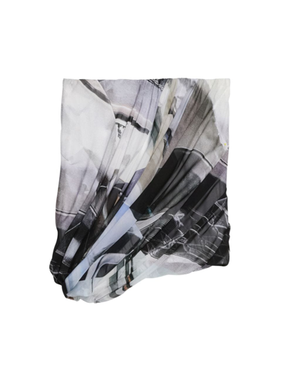 Helmut Lang Bubble Skirt In Silver Car Print