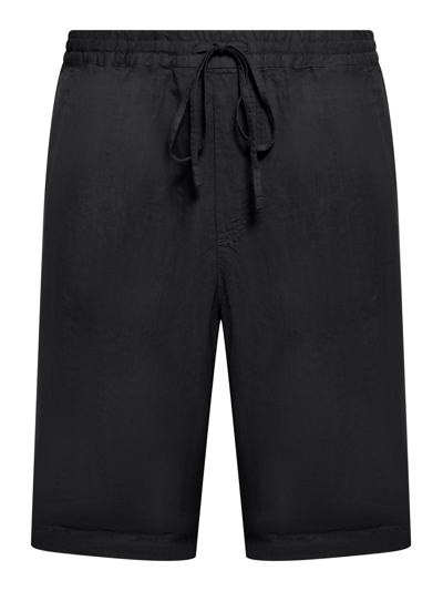 120% Lino Linen Bermuda Shorts In Black