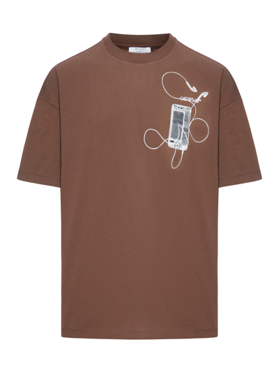 Off-white Scan Arrow Over S/s Tee In Brown