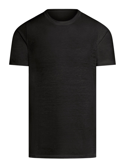 120% Lino Short Sleeve Linen Tshirt In Black