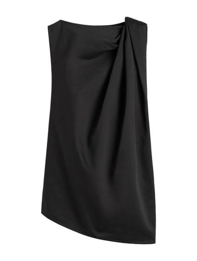 Totême Shoulder-twist Cotton Linen Top In Black
