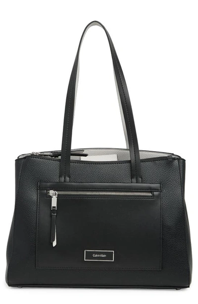 Calvin Klein Hadley Tote Bag In Black/ Dove