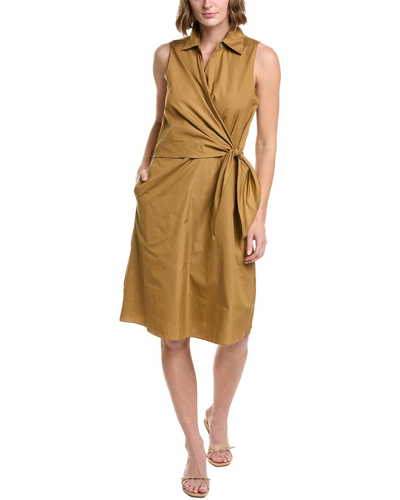 Vince Wrap-effect Cotton-poplin Dress In Brown