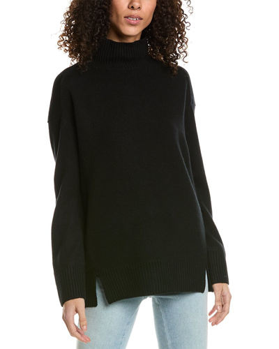 Vince Donegal Side Slit Cashmere Sweater In Black