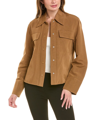 Vince Textured Shirt Jacket In Brown