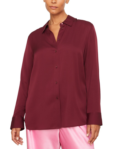 Vince Plus Slim Fitted Silk-blend Blouse In Plum Wine