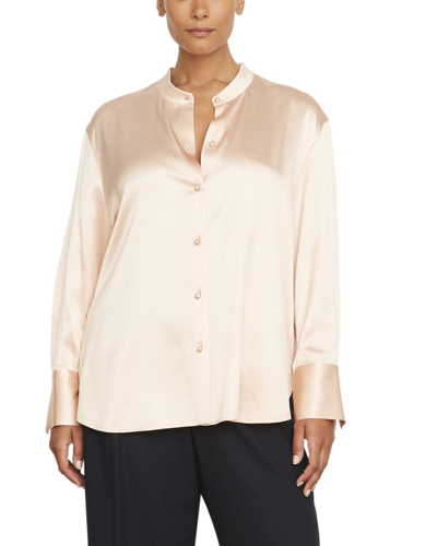 Vince Plus Relaxed Band Collar Shirt In Peach Opal