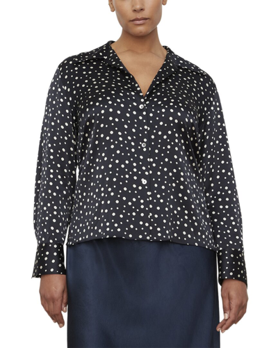 Vince Plus Tossed Dot Fitted Collar Silk Blouse