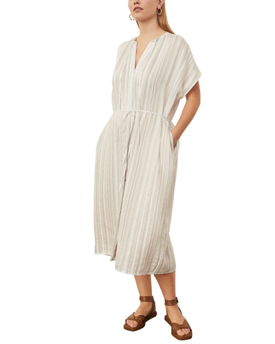 Vince Plus Drapey Stripe Shirred Dress In Beige