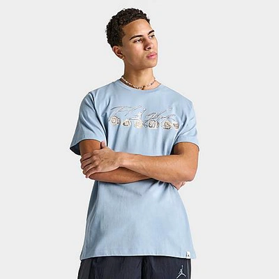 Nike Jordan Men's Flight Essentials Watercolor Rings T-shirt In Blue Grey
