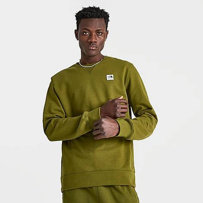 The North Face Inc Men's Heritage Patch Crewneck Sweatshirt In Forest Olive
