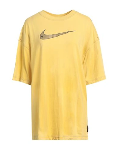 Nike Woman T-shirt Yellow Size L Cotton, Organic Cotton