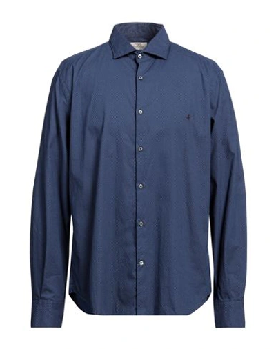 Brooksfield Man Shirt Navy Size 17 ½ Cotton In Navy Blue