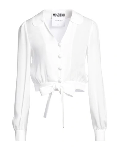 MOSCHINO MOSCHINO COUTURE WOMAN SHIRT WHITE SIZE 10 SILK
