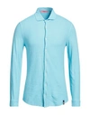 Drumohr Man Shirt Light Blue Size M Cotton, Linen
