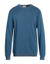 Brooksfield Man Sweater Navy Size 46 Wool, Cotton, Polyamide In Navy Blue