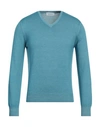 Gran Sasso Man Sweater Azure Size 36 Virgin Wool In Blue