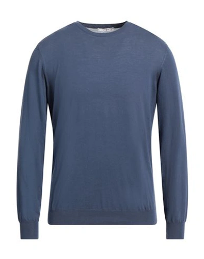 Kangra Man Sweater Slate Blue Size 42 Cotton