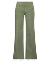 Mother Woman Jeans Military Green Size 24 Cotton, Lyocell, Elastane In Green