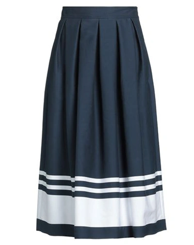 Boutique Moschino Woman Midi Skirt Midnight Blue Size 10 Cotton, Polyamide