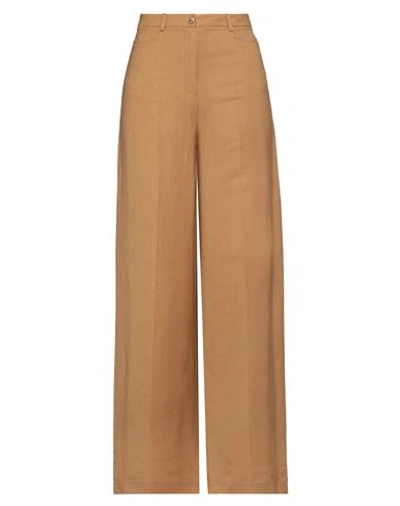 Pinko Woman Pants Brown Size 12 Viscose, Linen