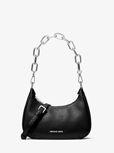 Michael Kors Cora Medium Pebbled Leather Shoulder Bag In Black