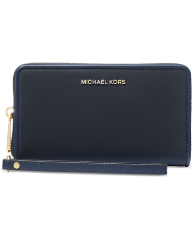 Michael Kors Michael  Jet Set Large Flat Multifunction Phone Case In Navy