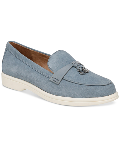 Giani Bernini Women's Lesleee Memory Foam Slip On Loafers, Created For Macy's In Light Blue Suede